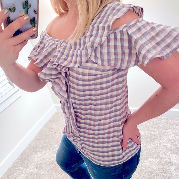 Jessica Simpson Checked Ruffle Top -S - Picture 4 of 9
